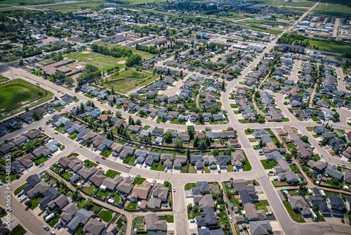 Aerial view of Warman in Central Saskatchewan  Canada