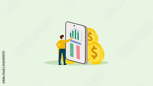 investment, business, profit, gold coins, money, stocks, investment video footage animation