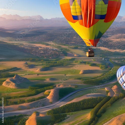 A hot air balloon ride at sunrise3, Generative AI photo