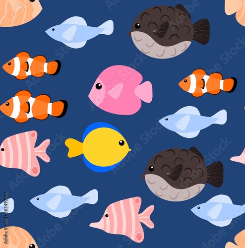 Colorful fish repeating pattern