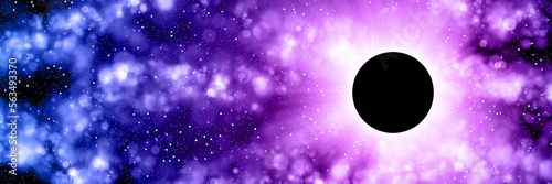 Deep space and solar eclipse illustration. Futuristic style background. Banner design template