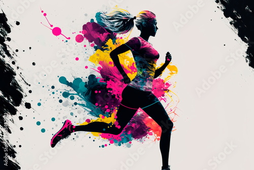 Running woman in leggings , Fitness and workout wellness concept. Generative AI