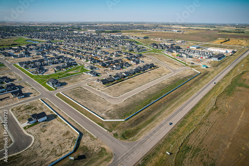 Aerial view of Warman in Central Saskatchewan, Canada