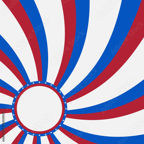 Abstract grunge rays background. USA colors.4th july. American independence day. Retro design. Background featuring red white and blue stripes. Independence Day Poster Vector Illustration.