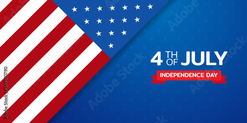 4th of July United States national Independence Day celebration background with the American flag with a curve. Vector illustration. 
