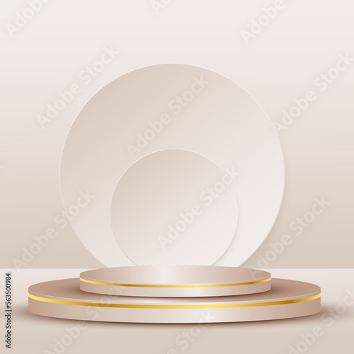 Background vector 3d pink and gold round podium and product pink 
and gold round cylinder scene, Product 2 circle display background 3d podium platform pink pastel. 