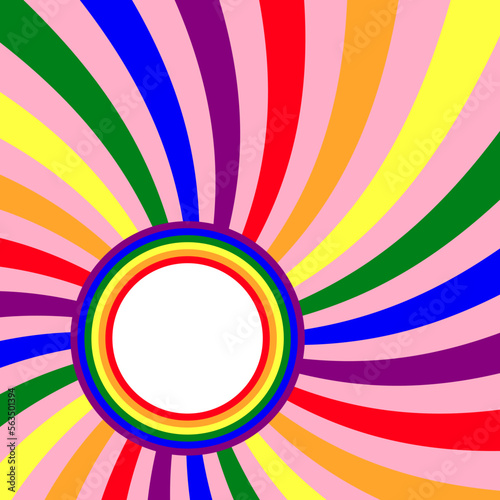 LGBT flag. Pink Background. Abstract sunburst or sunbeams pattern for use in LGBTQ Pride Event, LGBT Pride Month, Pride Symbol. The design graphic element is saved as a vector illustration.