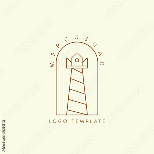 Minimalist lighthouse logo icon. Elegant minimalist line building design luxury. Isolated background