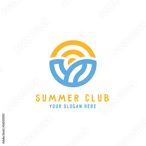 Holiday vacation logo icon. Summer view design on the sea. Isolated background