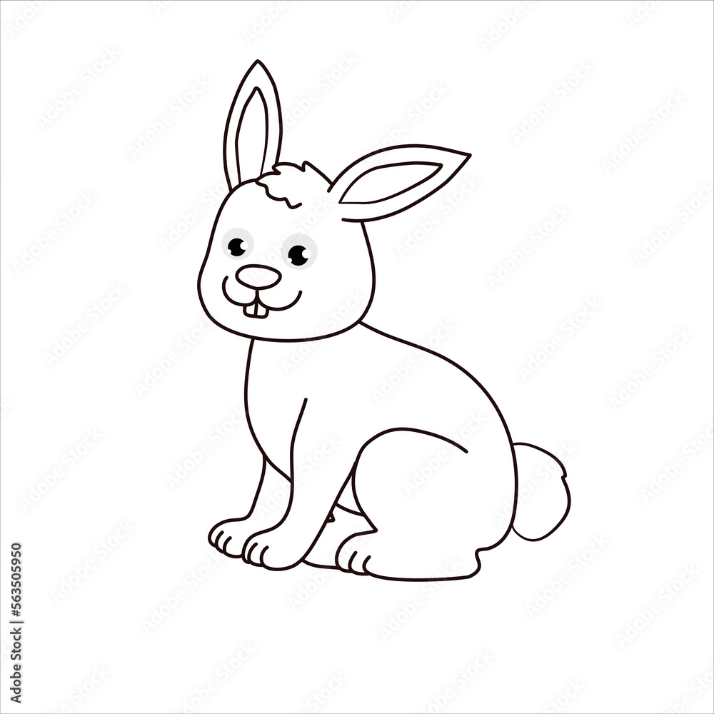 Fototapeta premium A cute rabbit art illustration design in vector for kids coloring book