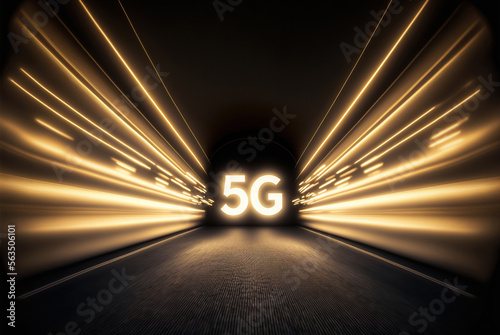 5G network symbol, concept of high speed mobile internet connection. generative ai