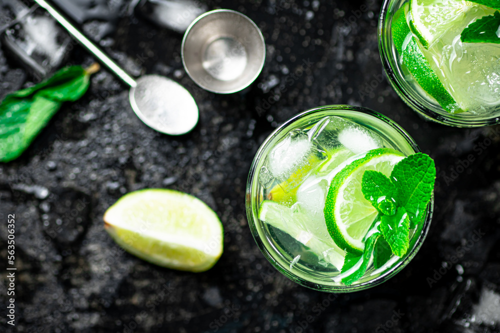 Mojito with mint and ice. 