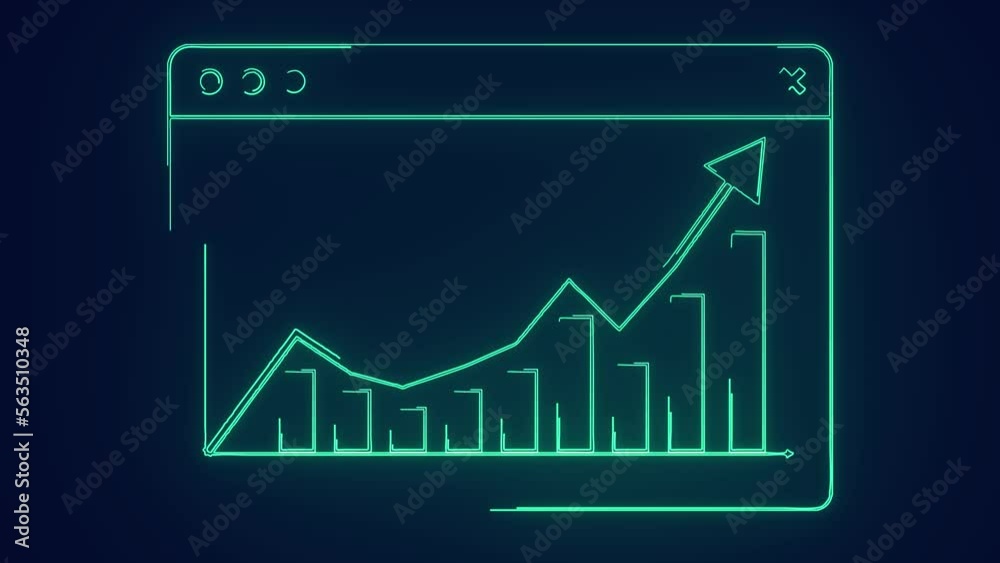 business graph showing growth in browser window tab animation business graph showing growth in browser window tab animation