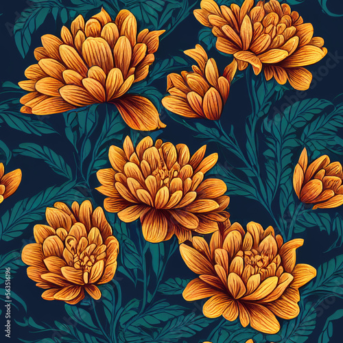 floral pattern on a dark background inspired by vintage paintings ideal for backgrounds