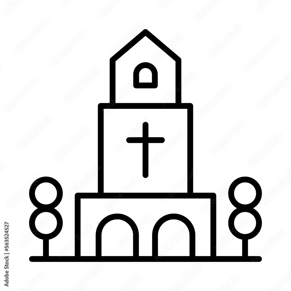 Church Isolated Silhouette Solid Line Icon with church, cathedral, christianity, religion, religious, worship Infographic Simple Vector Illustration