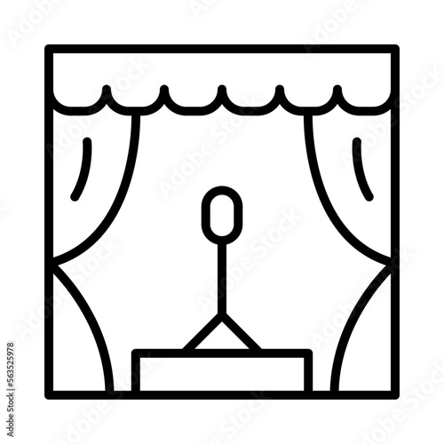 Stand-Up-Comedy Isolated Silhouette Solid Line Icon with stand-up-comedy, musical, opera, recital, stage-show, theatre Infographic Simple Vector Illustration