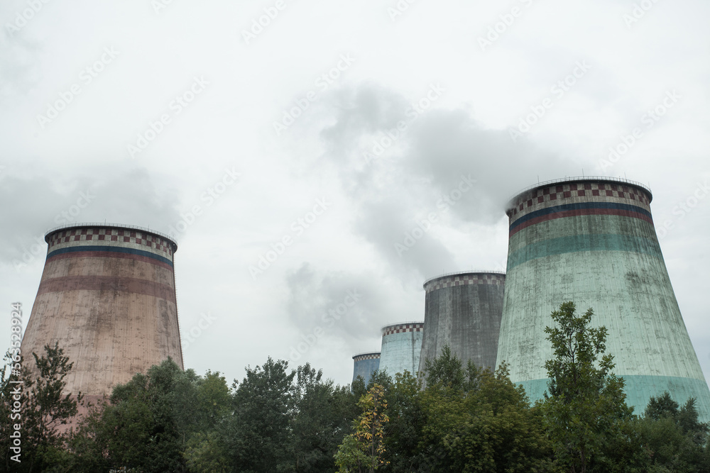 Power station pipes in Moscow, Russia