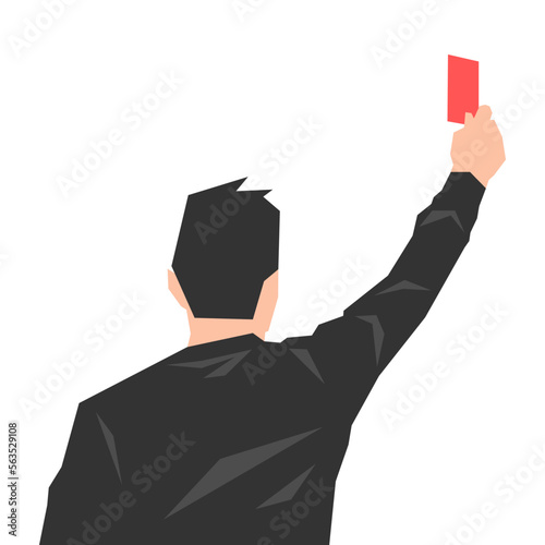 the referee gives a yellow card. concept of sport, offense, profession, etc. isolated on white background. vector illustration in flat style.