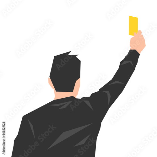 the referee gives a yellow card. concept of sport, offense, profession, etc. isolated on white background. vector illustration in flat style.