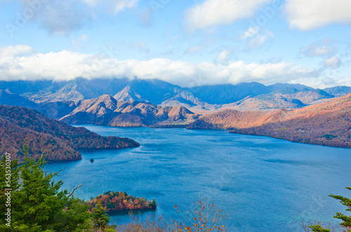 Lake Chuzenji and Mt. Nantai in Autumn.