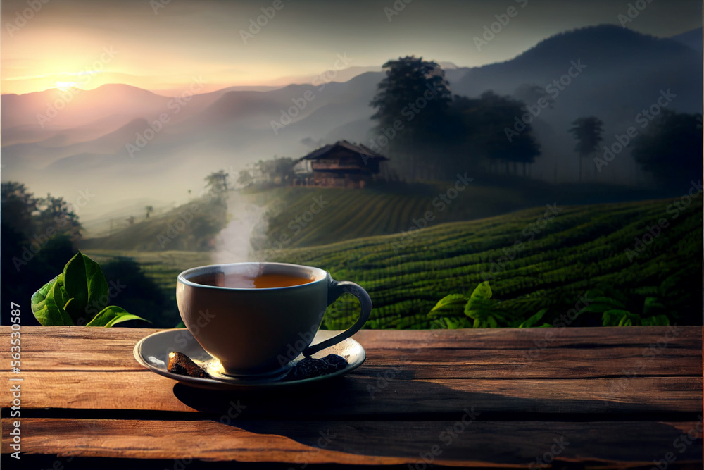 Tea Set on a Wooden Table