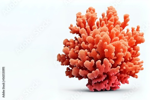 Coral isolated on white background. 3D rendering of a coral, a marine invertebrate isolated on white background. generative ai photo