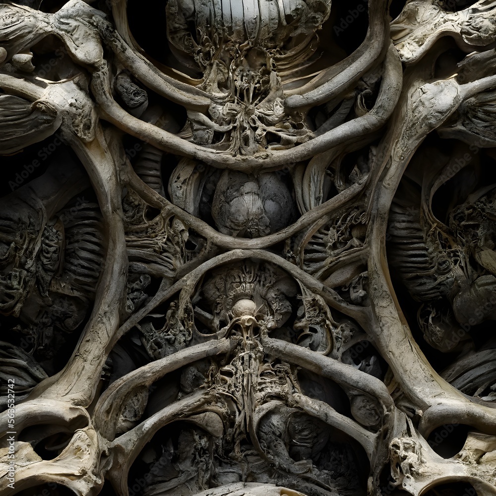 Hr giger style pantheon ceiling of bones pattern erotomechanic smooth ...