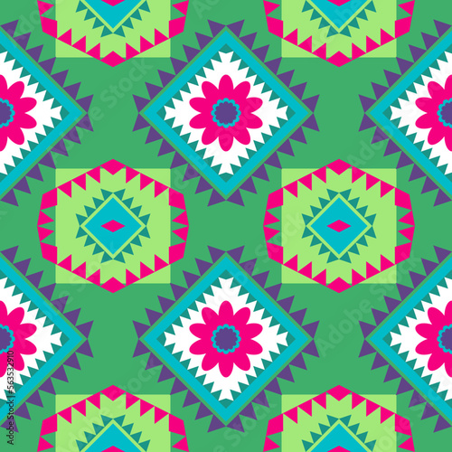 Geometric ethnic pattern, clothing fabric textiles  embroidery vector 