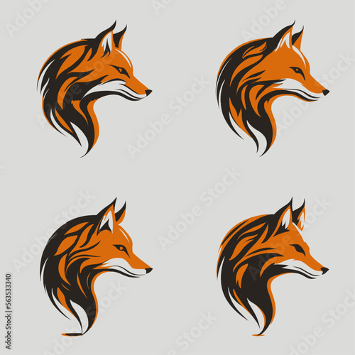 4 variants of fox vector logo