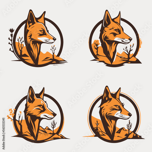 4 variants of fox vector logo