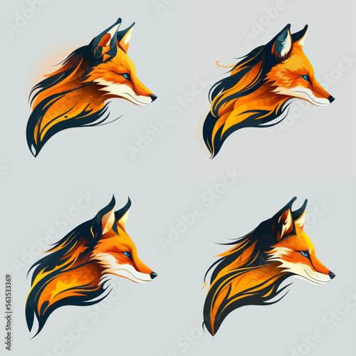 4 variants of fox vector logo