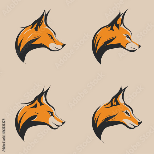 4 variants of fox vector logo