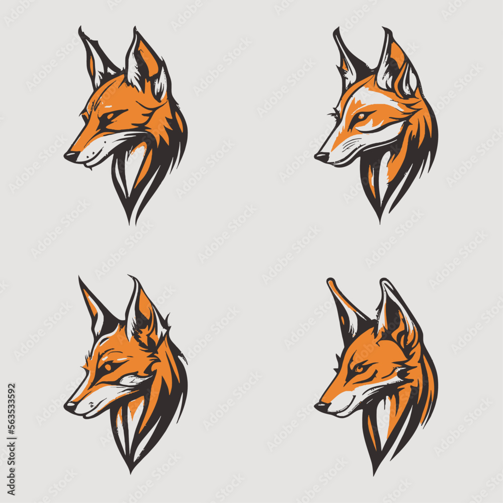 Obraz premium 4 variants of fox vector logo