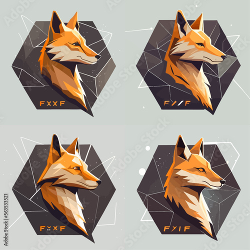 4 variants of fox vector logo