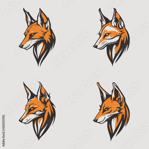 4 variants of fox vector logo