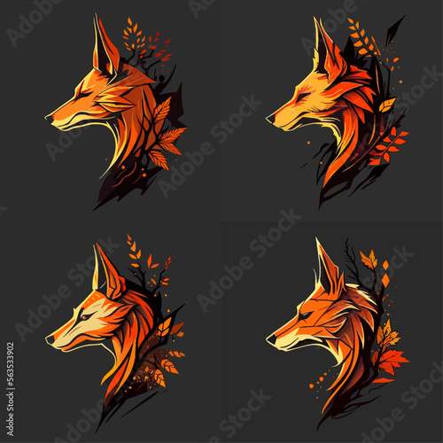 4 variants of fox vector logo