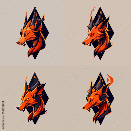 4 variants of fox vector logo