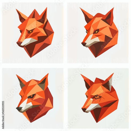 4 variants of fox vector logo