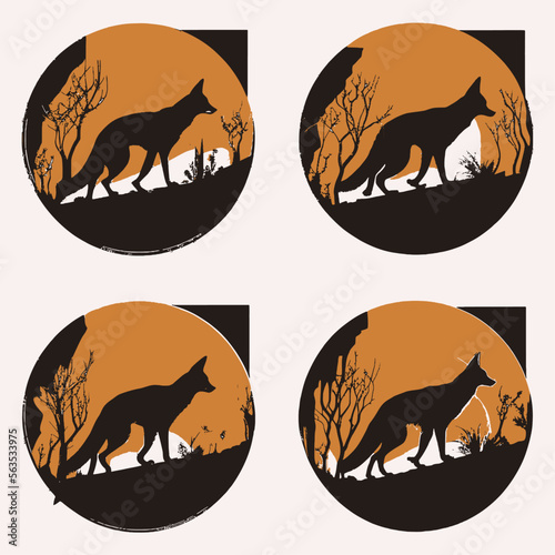 4 variants of fox vector logo