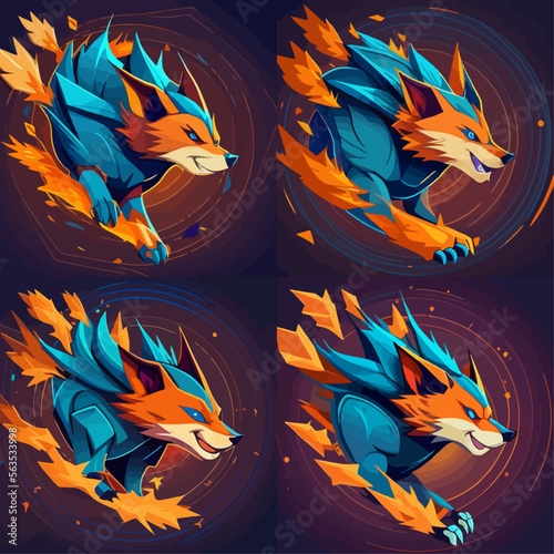 4 variants of fox vector logo