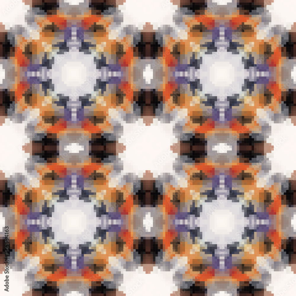 Fototapeta premium Pixel mosaic seamless pattern design, Repeat textile design. Fabric print