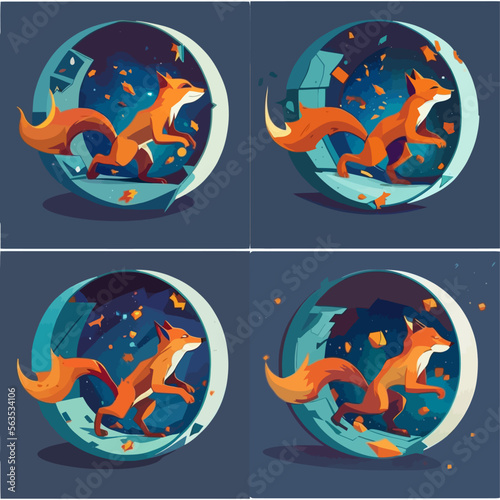 4 variants of fox vector logo