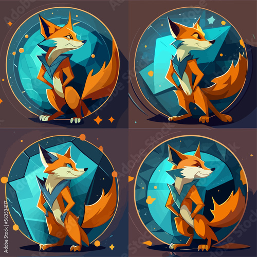 4 variants of fox vector logo