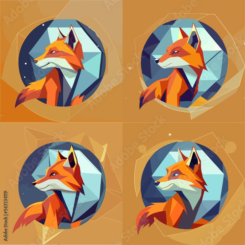 4 variants of fox vector logo