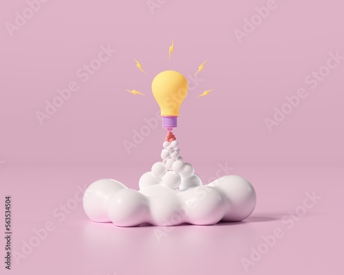 3d light bulb launch icon, fresh start concept, brainstorming, smart idea and creative concept. 3d illustration