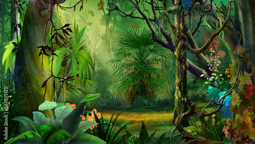 Fotografia Rainforest thicket illustration