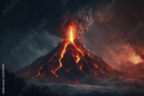 The volcano erupted violently, lava spewed from the crater With Generative AI