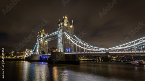 The Tower bridge at night in London, UK on January 2023