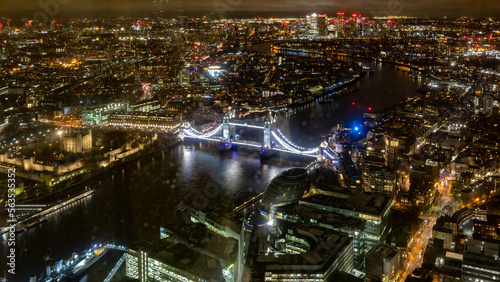 Fototapeta Naklejka Na Ścianę i Meble -  Skyline of London at night from the Shard tower In London, UK on January 2023