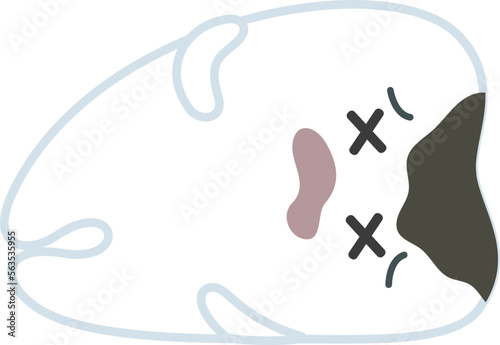 虫歯で倒れるかわいい歯のイラスト